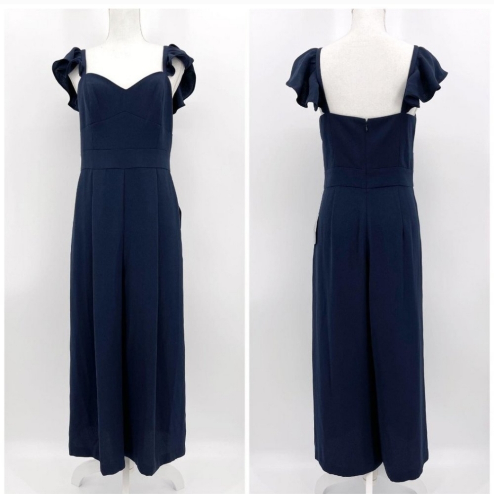 Eliza J Navy blue wide leg ctopped jumpsuit.